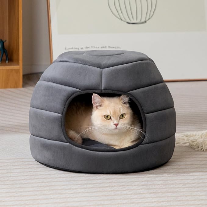2-in-1 Foldable Pet Cave Bed – Small (16")