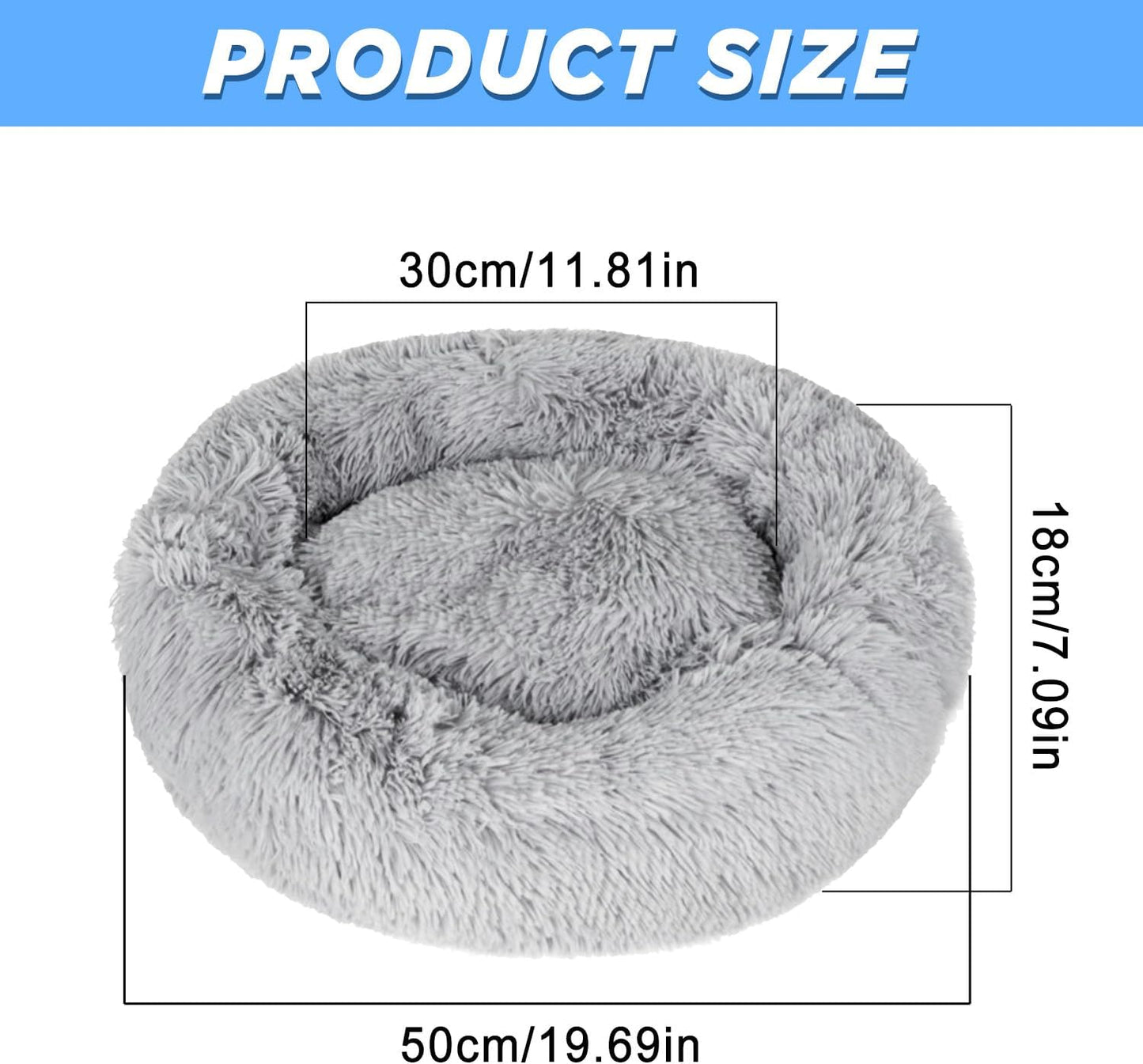 Round Fluffy Dog Bed 20"