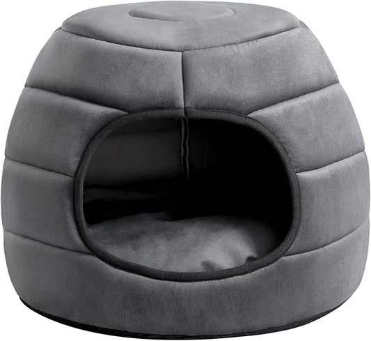 2-in-1 Foldable Pet Cave Bed – Small (16")