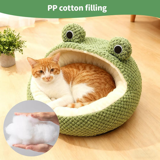 Frog-Shaped Plush Cat Bed – Small (16")