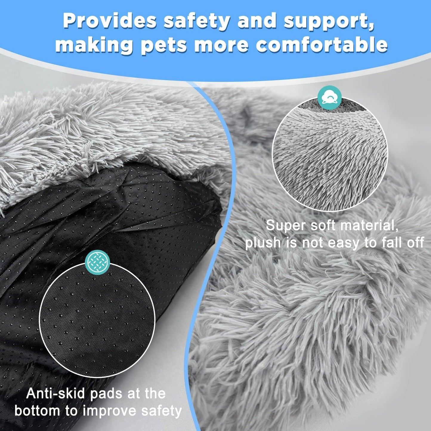 Round Fluffy Dog Bed 20"