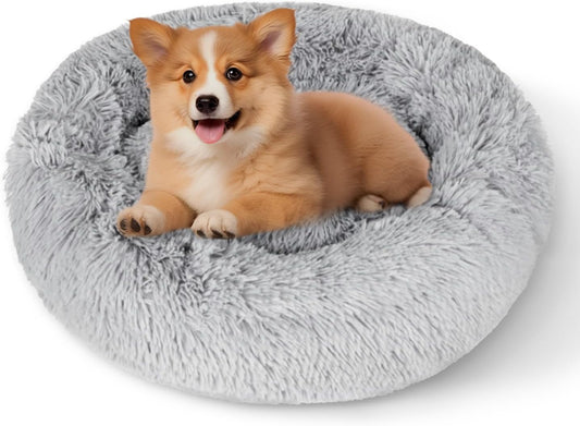 Round Fluffy Dog Bed 20"