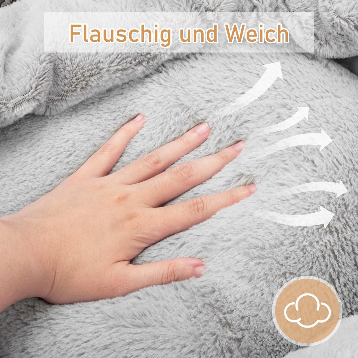 Round Plush Pet Bed with Attached Blanket – Medium (26")